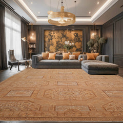 Palace Hand Knotted Tibetan 100% Wool Michaelian & Kohlberg Art Deco Oriental Area Rug Beige, Tan Color