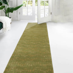 Runner Hand Knotted Tibetan 100% Wool Michaelian & Kohlberg Traditional Oriental Area Rug Lime, Light Gold Color