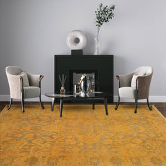 9x12 Hand Knotted Turkish Oushak 100% Wool Arts & Crafts Oriental Area Rug Moss, Gold Color