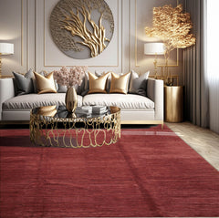 9x12 Hand Knotted Tibetan 100% Wool Michaelian & Kohlberg Modern & Contemporary Oriental Area Rug Rust,Coral Color