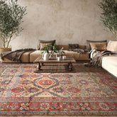 Palace Hand Knotted 100% Wool Kazakh Traditional Oriental Area Rug Beige, Coral Color