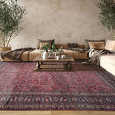 Palace Hand Knotted 100% Wool Mashad Traditional Oriental Area Rug Burgundy, Midnight Blue Color