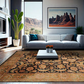 9x12 Charcoal, Tan Hand Knotted 100% Wool Agra Traditional Oriental Area Rug