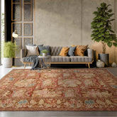 9x12 Brown, Beige Hand Knotted Oushak Wool and Silk Turkish Oushak Arts & Crafts Oriental Area Rug