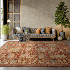 9x12 Brown, Beige Hand Knotted Oushak Wool and Silk Turkish Oushak Arts & Crafts Oriental Area Rug