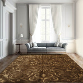 8x10 Olive, Gold Hand Knotted Tibetan Wool and Silk Transitional Oriental Area Rug