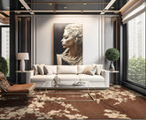 10x14 Brown, Beige Hand Knotted Tibetan Wool and Silk Tibetan Modern & Contemporary Oriental Area Rug