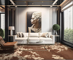 10x14 Brown, Beige Hand Knotted Tibetan Wool and Silk Tibetan Modern & Contemporary Oriental Area Rug