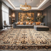 Palace Ivory, Midnight Blue Hand Knotted 100% Wool Mahal Traditional Oriental Area Rug