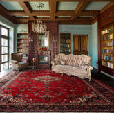 Palace Red, Charcoal Hand Knotted 100% Wool Traditional Oriental Area Rug