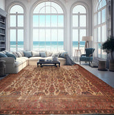 10x14 Beige, Rust Hand Knotted 100% Wool Mahal Traditional Oriental Area Rug