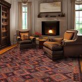 6' 3''x12' 3'' Hand Knotted Flatweave Kilim 100% Wool Kilim Southwestern Oriental Area Rug Rust, Brown Color