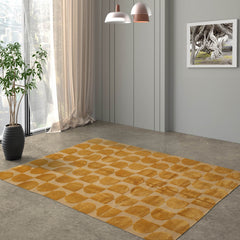 5x7 Hand Knotted Tibetan 100% Wool Modern & Contemporary Oriental Area Rug Tone on Tone Gold Color