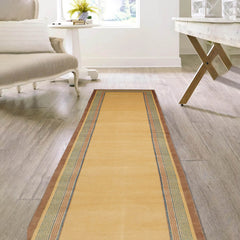 Runner Hand Knotted Tibetan 100% Wool Michaelian & Kohlberg Traditional Oriental Area Rug Light Gold, Brown Color