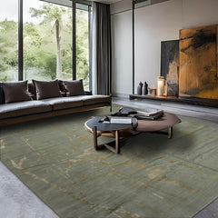 Square Hand Knotted Tibetan 100% Wool Tibetan Modern & Contemporary Oriental Area Rug Tone On Tone, Celedon Color