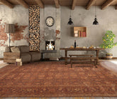 Palace Hand Knotted Afghan Oushak 100% Wool Oushak Traditional Oriental Area Rug Aubergine, Gold Color