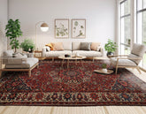 Palace Hand Knotted 100% Wool Bhakhtiari Traditional Oriental Area Rug Rust, Ivory Color