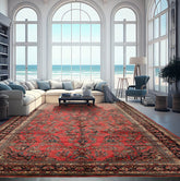Palace Hand Knotted 100% Wool Lilihaan Traditional Oriental Area Rug Rose, Charcoal Color