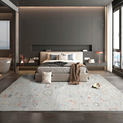 LoomBloom 8x10 Gray, Ivory Hand Knotted Oushak 100% Wool Oushak Traditional Oriental Area Rug