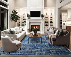 LoomBloom 8x10 Blue, Gray Hand Knotted Tibetan 100% Wool Modern & Contemporary Oriental Area Rug