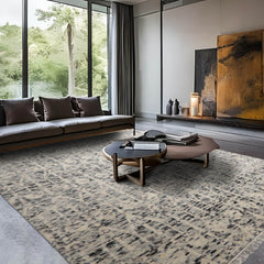 LoomBloom 8x10 Ivory, Gray Hand Knotted Oushak 100% Wool Oushak Art Deco Oriental Area Rug