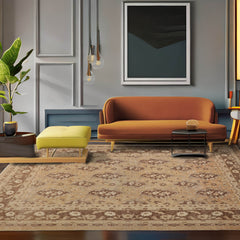 8x10 Tan, Beige Hand Knotted 100% Wool Chobi Peshawar Traditional 200 KPSI Oriental Area Rug