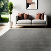 8' x10' Ash Gray Color Hand Loomed Ribbed Wool Modern & Contemporary Oriental Rug