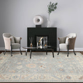 8' 11''x11' 11'' Gray Ivory Brown Color Hand Knotted All-Over Wool Traditional Oriental Rug