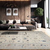 9' 1''x12' 1'' Beige Taupe Gray Color Hand Knotted All-Over Wool Traditional Oriental Rug