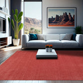 8' x10' Coral Color Hand Loomed Solid Wool Traditional Oriental Rug