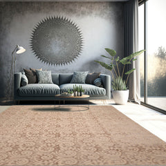 9x12 Hand Woven Wool & Silk Aubusson Savonnerie Floral Area Rug Tan