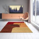 3x5 Michaelian & Kohlberg Hand Knotted Contemporary Abstract Wool Oriental Area Rug Red