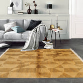 4x6 Gold Hand Knotted Tibetan Contemporary Wool Oriental Area Rug