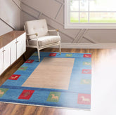 4x6 Beige Hand Knotted Tibetan Contemporary Gabbehh Wool Oriental Area Rug