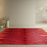 4x6 Red Hand Knotted Tibetan Modern Abstract Wool Oriental Area Rug