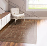 4x6 Taupe Hand Knotted Tibetan Transitional All-Over Wool & Silk Oriental Area Rug