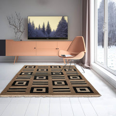 4x6 Moss Hand Knotted Tibetan Modern Geometric Wool Oriental Area Rug