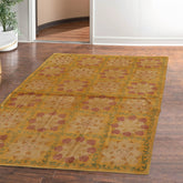 4x6 Gold Hand Knotted Tibetan Transitional Floral Wool Oriental Area Rug