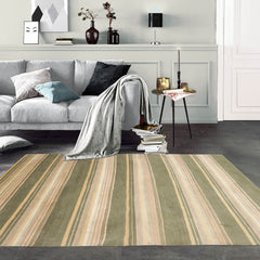 4x6 Beige Hand Knotted Modern Tibetan Striped Wool and Silk Oriental Area Rug