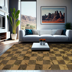 6x9 Green Hand Knotted Tibetan Transitional Floral Checked Pattern Wool Oriental Area Rug