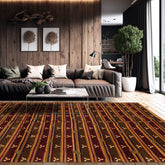 6x9 Green Hand Knotted Tibetan Transitional Striped Wool Oriental Area Rug