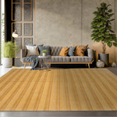 6x9 Gold Hand Knotted Tibetan Modern Striped Wool Oriental Area Rug