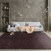 8x10 Tone on Tone Aubergine Hand Knotted Tibetan Transitional Floral Wool and Silk Oriental Area Rug