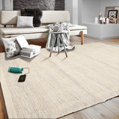 LoomBloom 5x8 Handmade Ivory Designer Kilim Wool Oriental Area Rug