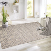 LoomBloom Hand Knotted Oriental Area Rug with Geometric Design in 5x8 Beige