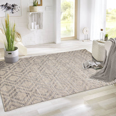LoomBloom Hand Knotted Oriental Area Rug with Geometric Design in 5x8 Beige