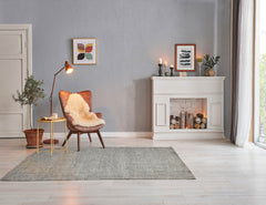 LoomBloom 5x8 Beige Wool Oriental Area Rug with Modern Ribbed Hand Knotted Design