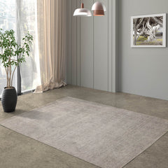 LoomBloom 5x8 Taupe Wool Rug with Modern Hand Knotted Pattern