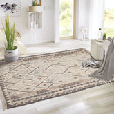 LoomBloom 5x8 Hand Woven Southwestern Kilim Wool Beige Oriental Area Rug