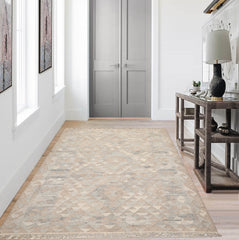 LoomBloom 5x8 Beige Handwoven Southwestern Wool Kilim